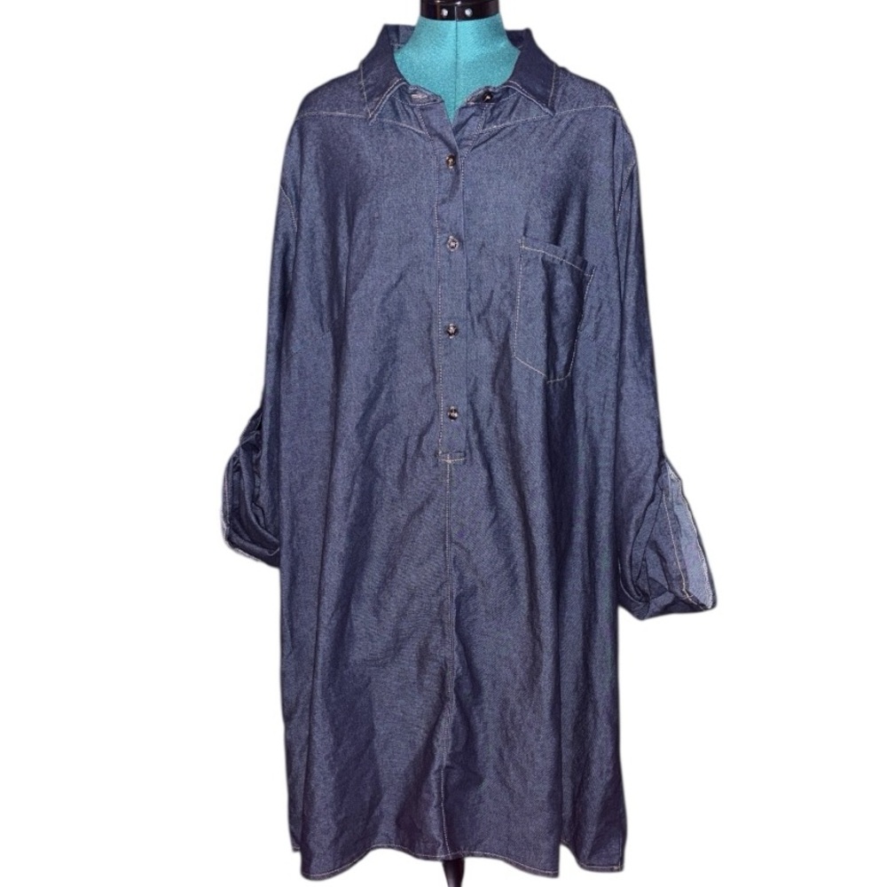 SHEIN Curve Blue Denim Dress, P:28.5”, L:39.5”